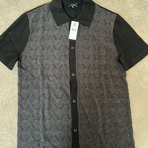 Express Men's Black Patterned Shirt